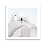Shop Mykonos Church (Square) Photo Art Print-Greece, Photography, Square, View All, White-framed poster wall decor artwork