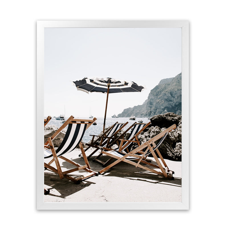 Shop Fontelina Chairs IV Photo Art Print-Amalfi Coast Italy, Blue, Brown, Coastal, Photography, Portrait, View All-framed poster wall decor artwork