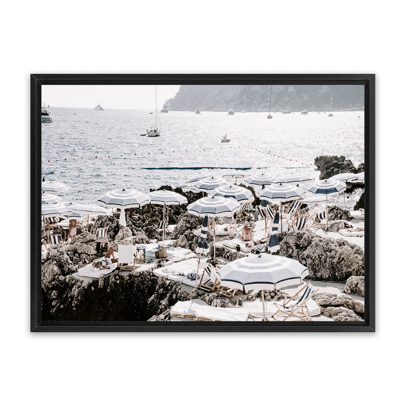 Shop A Day At Fontelina II Photo Canvas Art Print-Amalfi Coast Italy, Blue, Coastal, Hamptons, Landscape, Photography, Photography Canvas Prints, View All-framed wall decor artwork