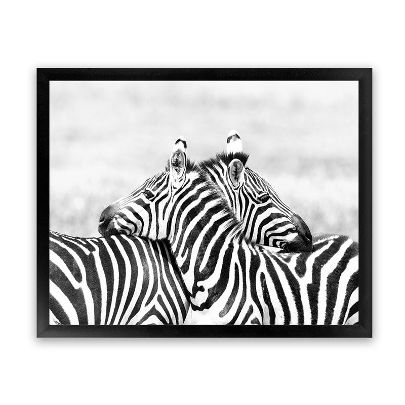Shop Zebra Hug Photo Art Print-African, Animals, Black, Landscape, Photography, View All, White-framed poster wall decor artwork