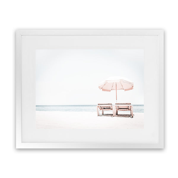 Shop Pink Parasol II Photo Art Print-Boho, Coastal, Landscape, Photography, Tropical, View All, White-framed poster wall decor artwork