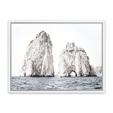 Shop Capri Rocks Photo Canvas Art Print-Blue, Coastal, Landscape, Neutrals, Photography, Photography Canvas Prints, View All, White-framed wall decor artwork