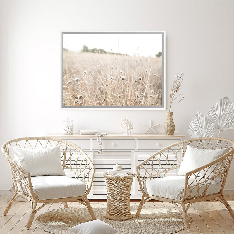 Shop Dried Flower Field Photo Canvas Art Print-Boho, Botanicals, Hamptons, Landscape, Neutrals, Photography, Photography Canvas Prints, View All-framed wall decor artwork