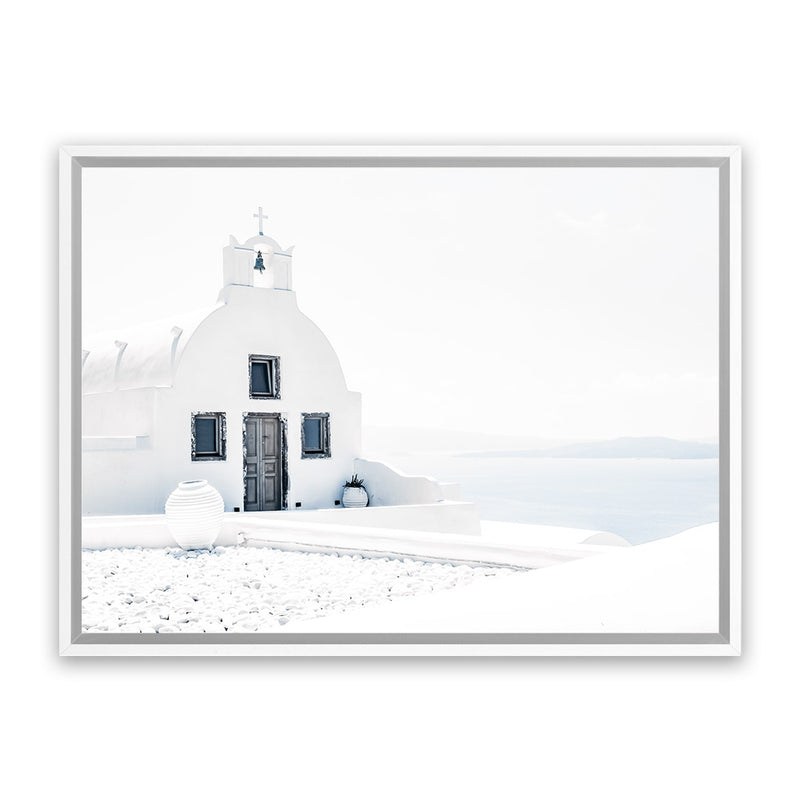 Shop Santorini I Photo Canvas Art Print-Boho, Coastal, Greece, Hamptons, Landscape, Photography Canvas Prints, View All, White-framed wall decor artwork