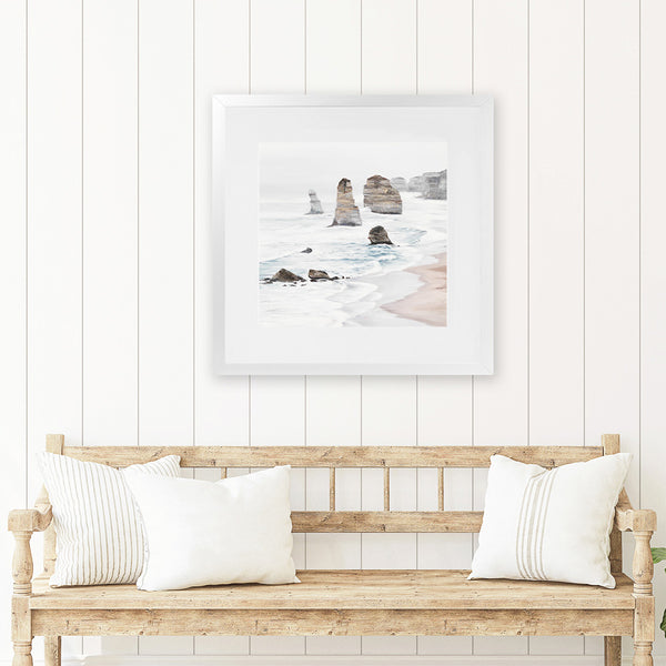 Shop Great Ocean Road I (Square) Art Print-Coastal, Neutrals, Square, View All, White-framed painted poster wall decor artwork