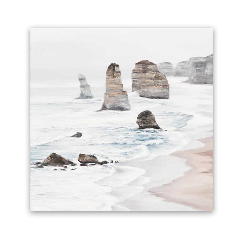 Shop Great Ocean Road I (Square) Art Print-Coastal, Neutrals, Square, View All, White-framed painted poster wall decor artwork