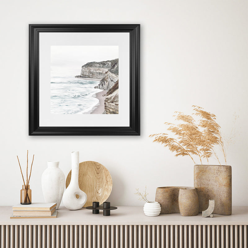 Shop Great Ocean Road II (Square) Art Print-Coastal, Neutrals, Square, View All, White-framed painted poster wall decor artwork