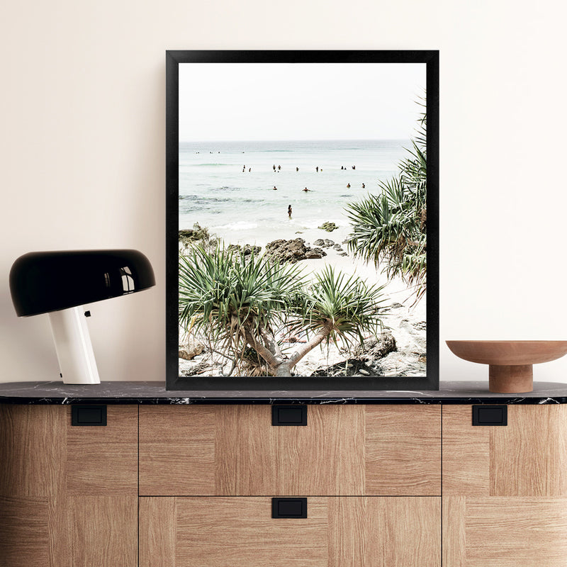 Shop Wategos Beach II Photo Art Print-Boho, Coastal, Green, Photography, Portrait, Tropical, View All-framed poster wall decor artwork