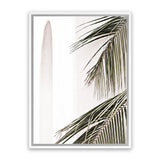 Shop Palm Building Photo Canvas Art Print-Amalfi Coast Italy, Boho, Botanicals, Coastal, Green, Hamptons, Photography, Photography Canvas Prints, Portrait, Tropical, View All, White-framed wall decor artwork