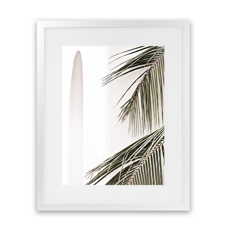 Shop Palm Building Photo Art Print-Amalfi Coast Italy, Boho, Botanicals, Coastal, Green, Hamptons, Photography, Portrait, Tropical, View All, White-framed poster wall decor artwork