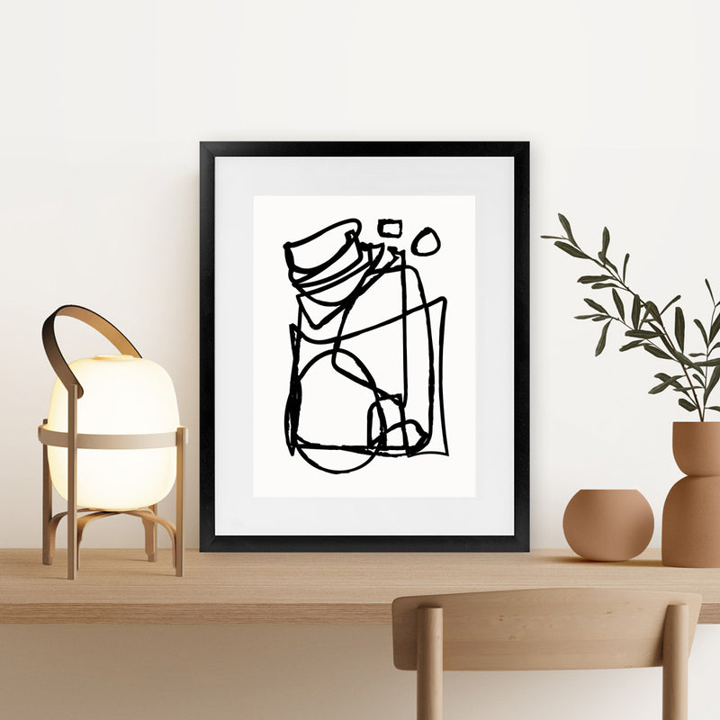 Shop Abstract Line Art Print-Abstract, Black, Dan Hobday, Portrait, Rectangle, View All, White-framed painted poster wall decor artwork