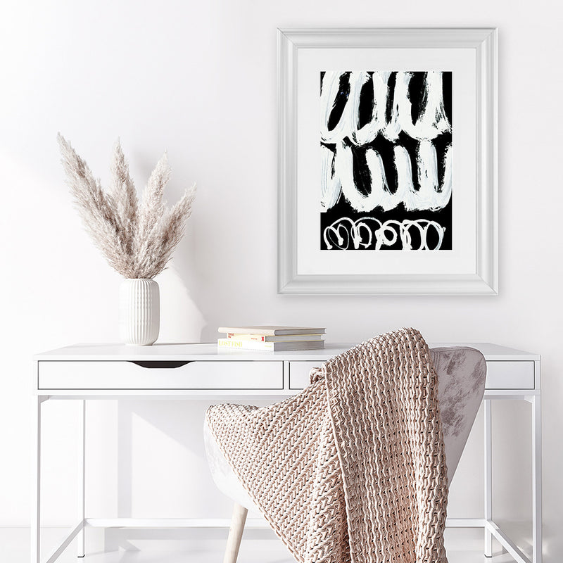 Shop Blop Art Print-Abstract, Black, Dan Hobday, Portrait, Rectangle, View All, White-framed painted poster wall decor artwork
