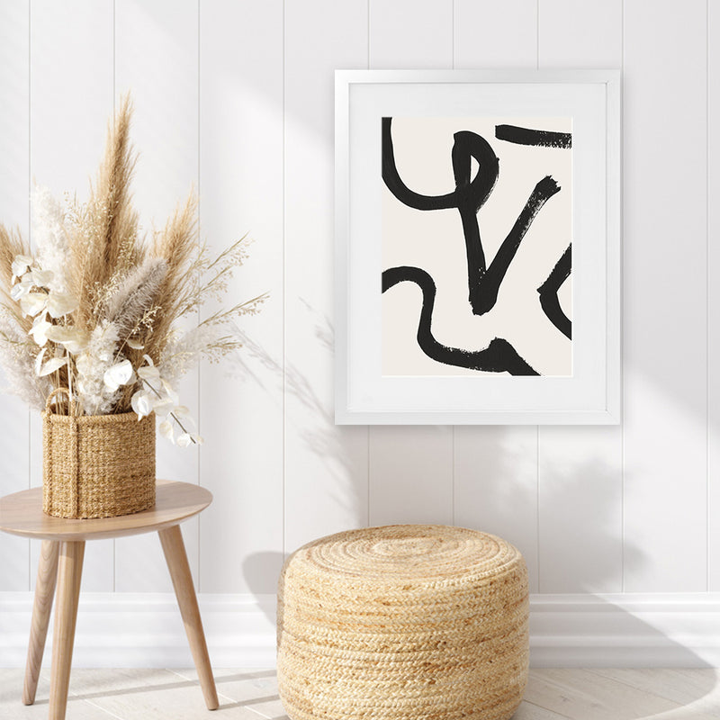 Shop Brooklyn 1 Art Print-Abstract, Black, Dan Hobday, Portrait, Rectangle, View All, White-framed painted poster wall decor artwork