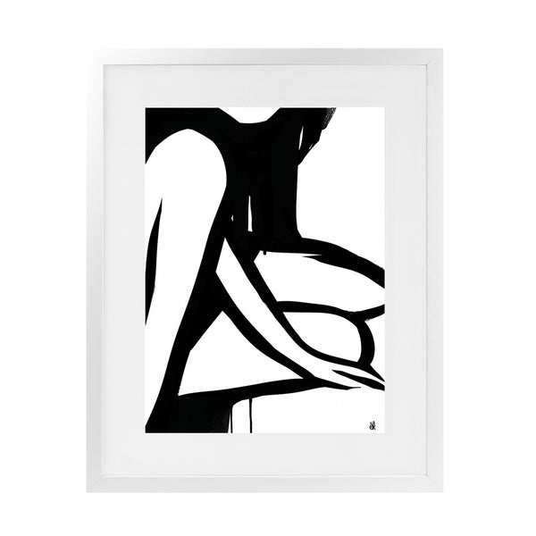 Shop Figure 1 Art Print-Abstract, Black, Dan Hobday, Portrait, Rectangle, View All, White-framed painted poster wall decor artwork