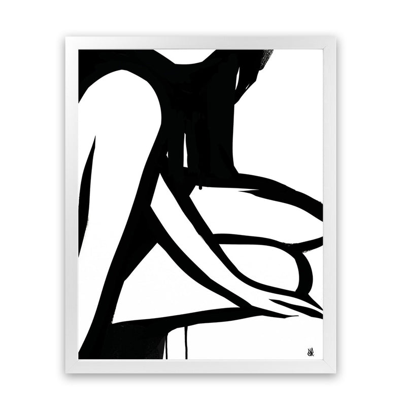Shop Figure 1 Art Print-Abstract, Black, Dan Hobday, Portrait, Rectangle, View All, White-framed painted poster wall decor artwork