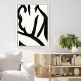 Shop Figure 2 Canvas Art Print-Abstract, Black, Dan Hobday, Portrait, Rectangle, View All, White-framed wall decor artwork