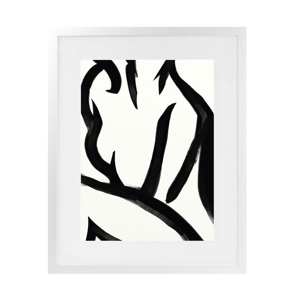 Shop Figure 2 Art Print-Abstract, Black, Dan Hobday, Portrait, Rectangle, View All, White-framed painted poster wall decor artwork