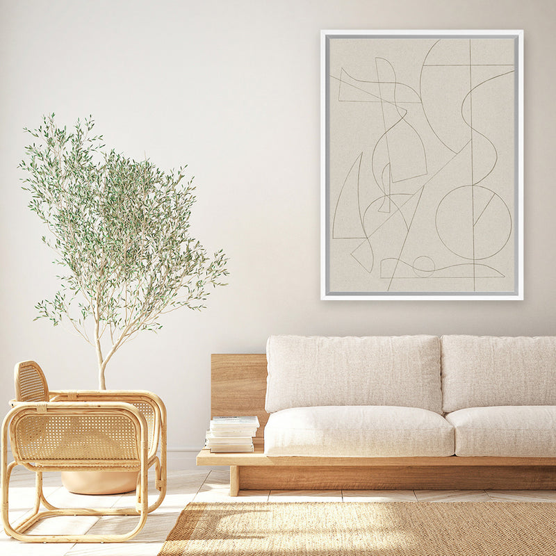 Shop Founded Canvas Art Print-Abstract, Dan Hobday, Neutrals, Portrait, Rectangle, View All-framed wall decor artwork