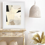 Shop Layered Abstract Art Print-Abstract, Dan Hobday, Neutrals, Portrait, Rectangle, View All, Yellow-framed painted poster wall decor artwork