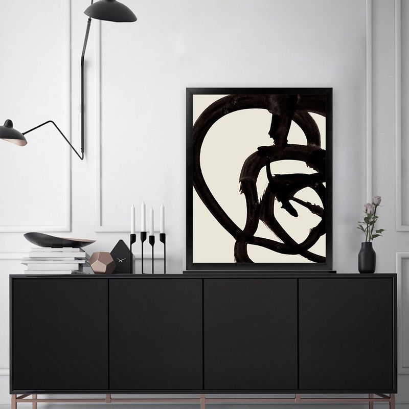 Shop Mono Brush 2 Art Print-Abstract, Black, Dan Hobday, Neutrals, Portrait, Rectangle, View All-framed painted poster wall decor artwork