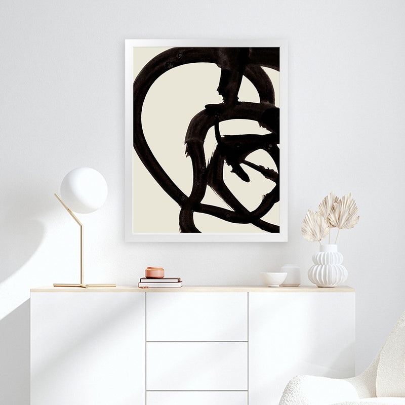 Shop Mono Brush 2 Art Print-Abstract, Black, Dan Hobday, Neutrals, Portrait, Rectangle, View All-framed painted poster wall decor artwork