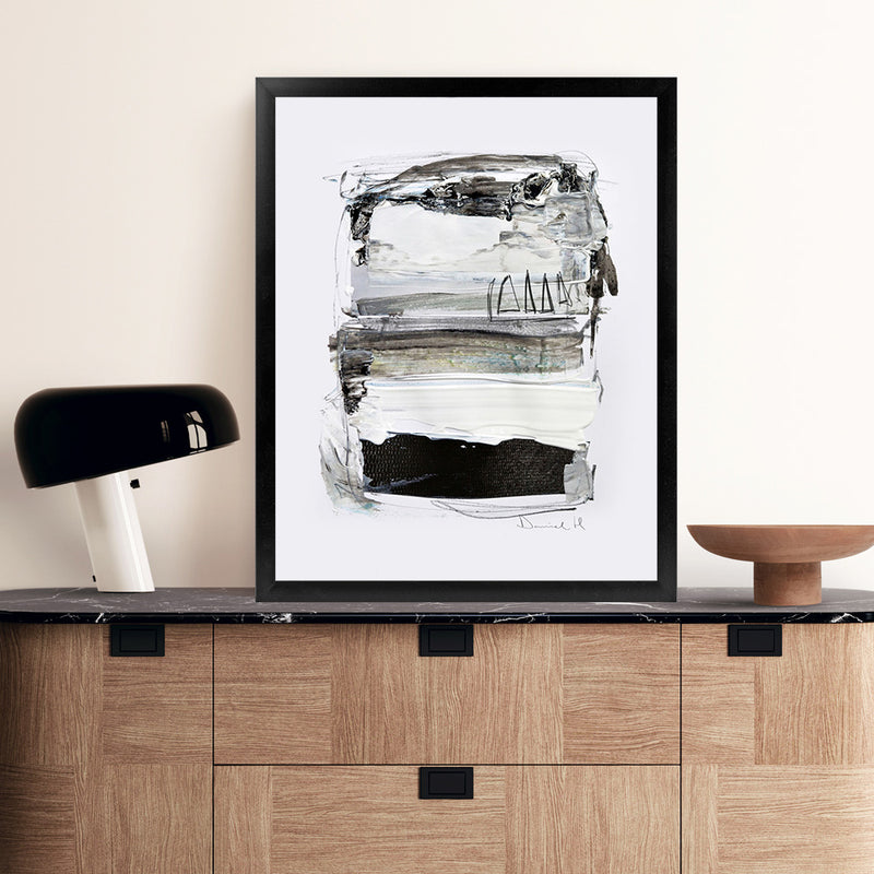 Shop Neutral Tones Art Print-Abstract, Black, Dan Hobday, Portrait, Rectangle, View All, White-framed painted poster wall decor artwork