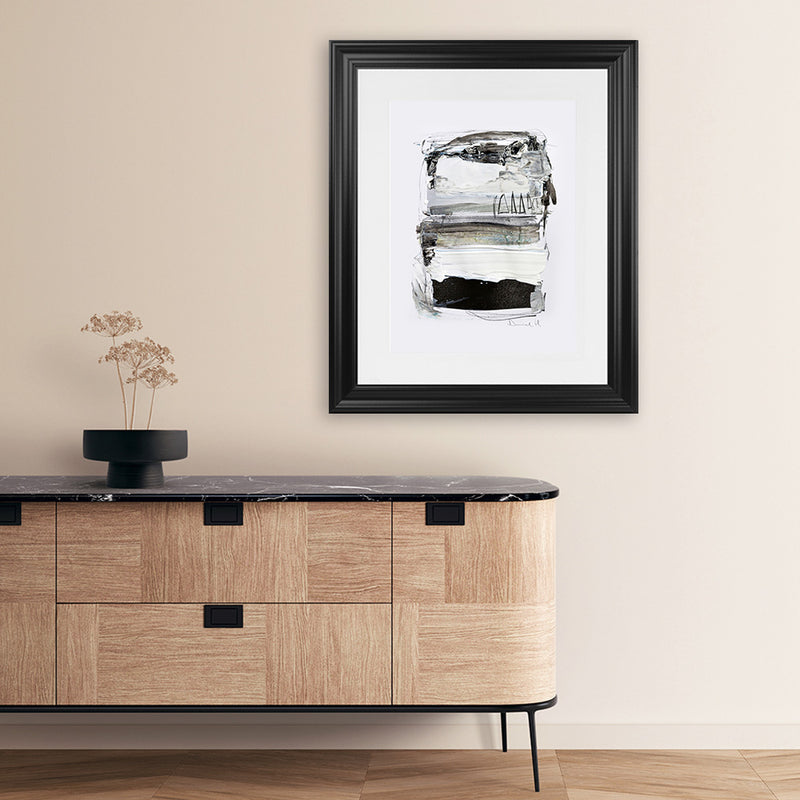 Shop Neutral Tones Art Print-Abstract, Black, Dan Hobday, Portrait, Rectangle, View All, White-framed painted poster wall decor artwork
