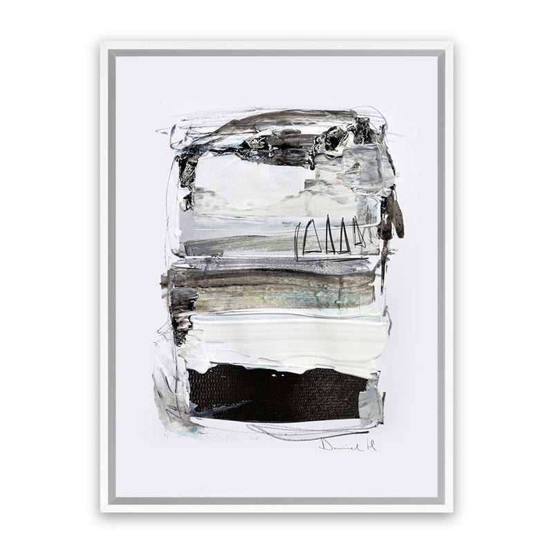Shop Neutral Tones Canvas Art Print-Abstract, Black, Dan Hobday, Portrait, Rectangle, View All, White-framed wall decor artwork