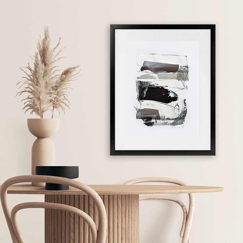 Shop Neutral Tones 2 Art Print-Abstract, Black, Dan Hobday, Portrait, Rectangle, View All, White-framed painted poster wall decor artwork