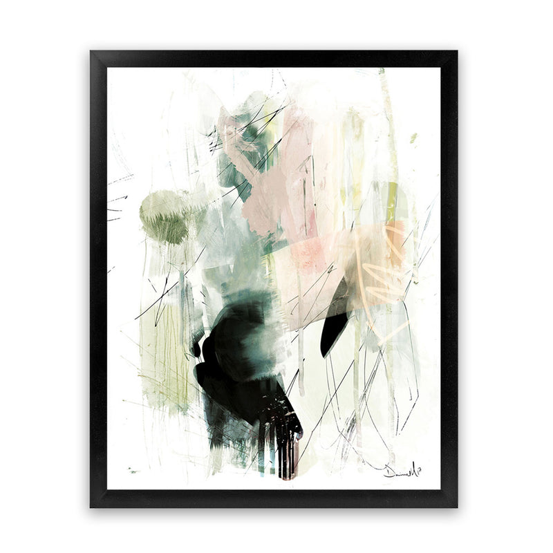 Shop Pianta Art Print-Abstract, Black, Dan Hobday, Green, Portrait, Rectangle, View All, White-framed painted poster wall decor artwork