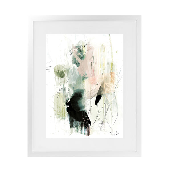 Shop Pianta Art Print-Abstract, Black, Dan Hobday, Green, Portrait, Rectangle, View All, White-framed painted poster wall decor artwork