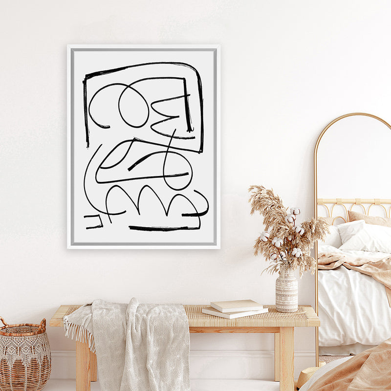 Shop Simple Canvas Art Print-Abstract, Black, Dan Hobday, Portrait, Rectangle, View All, White-framed wall decor artwork