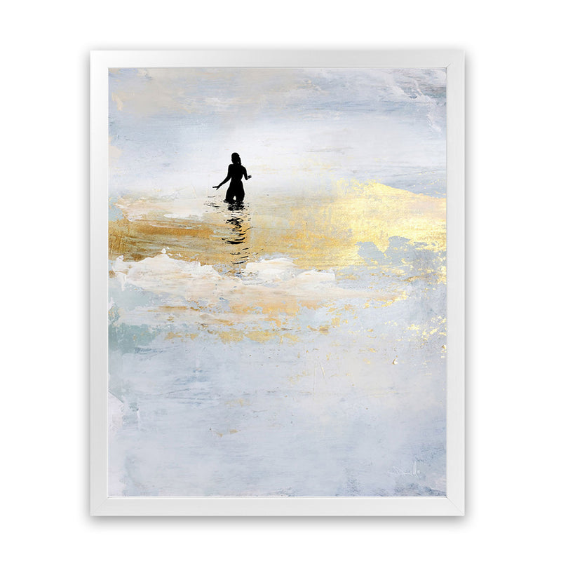 Shop Sun Dip Art Print-Abstract, Blue, Dan Hobday, Portrait, Rectangle, View All, Yellow-framed painted poster wall decor artwork