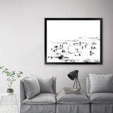 Shop Beach People Art Print-Abstract, Black, Dan Hobday, Horizontal, Landscape, Rectangle, View All, White-framed painted poster wall decor artwork