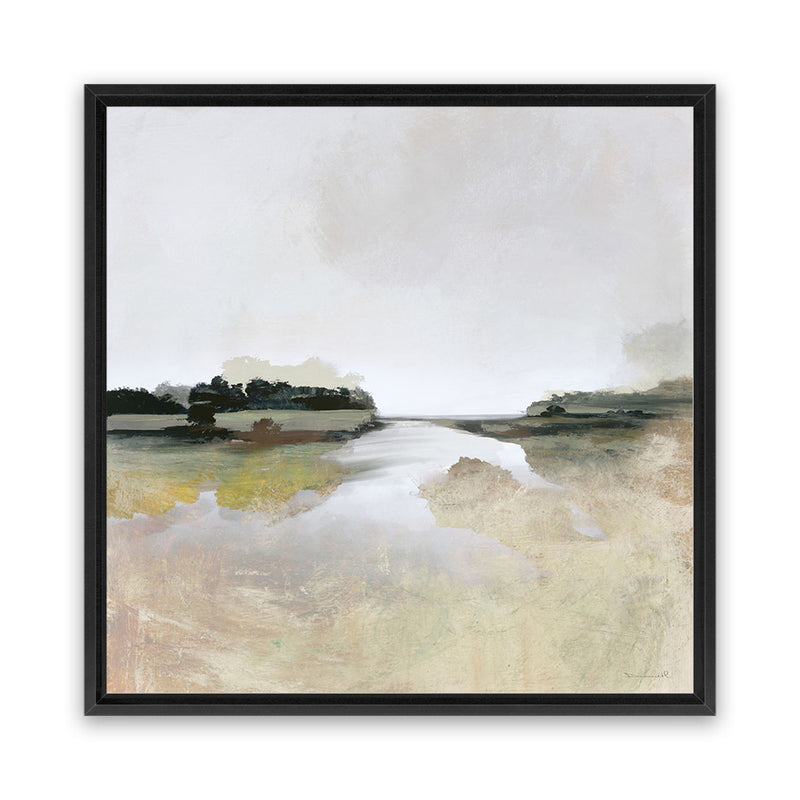 Shop Gold Lake View (Square) Canvas Art Print-Abstract, Dan Hobday, Neutrals, Square, View All-framed wall decor artwork