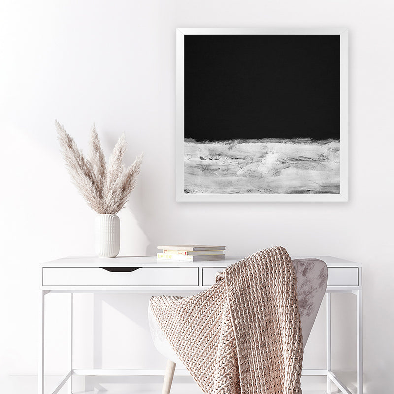 Shop Mono Horizon (Square) Art Print-Abstract, Black, Dan Hobday, Square, View All-framed painted poster wall decor artwork