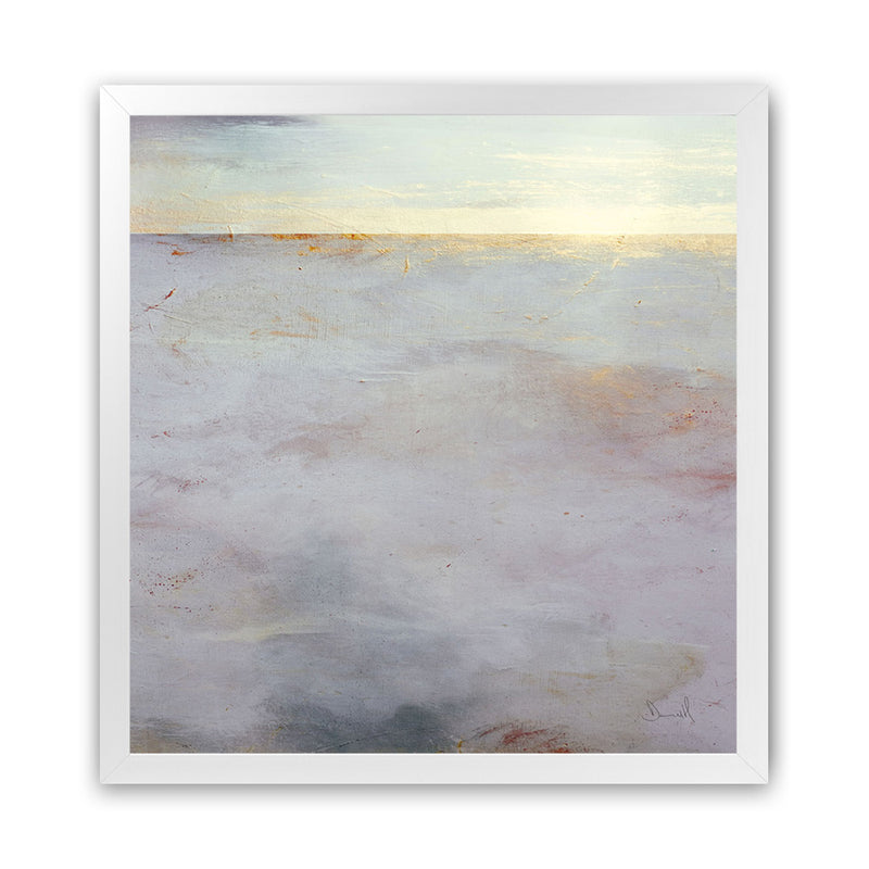 Shop New Day (Square) Art Print-Abstract, Dan Hobday, Neutrals, Square, View All, Yellow-framed painted poster wall decor artwork