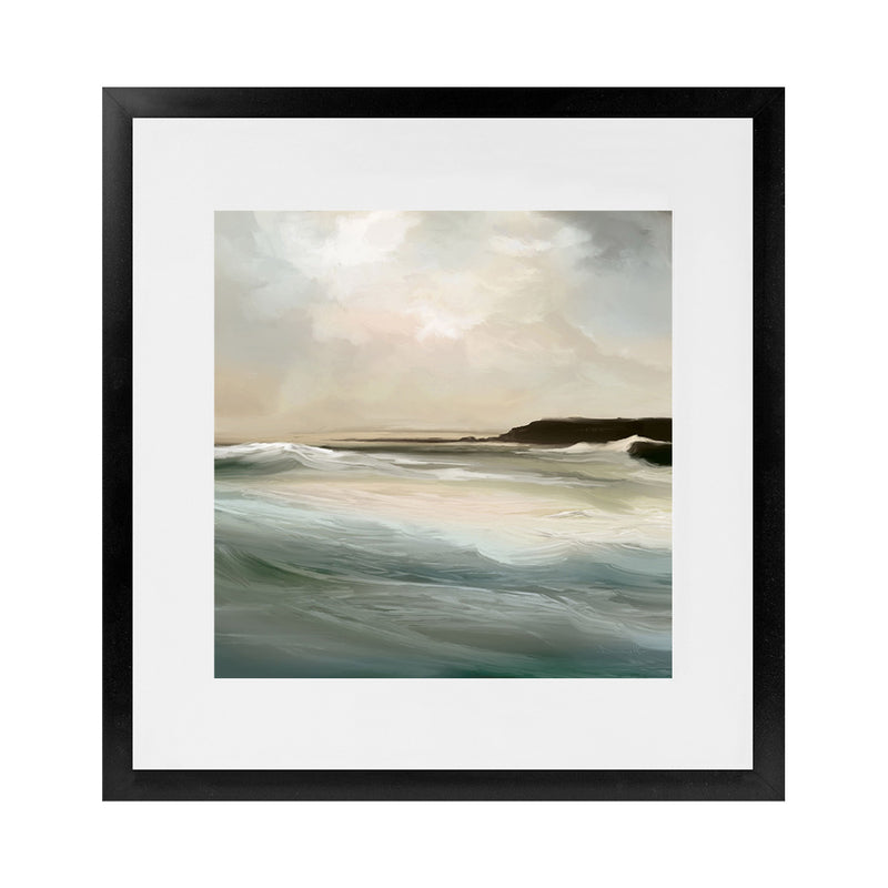 Shop Sennen Cove (Square) Art Print-Abstract, Dan Hobday, Green, Square, View All, Yellow-framed painted poster wall decor artwork