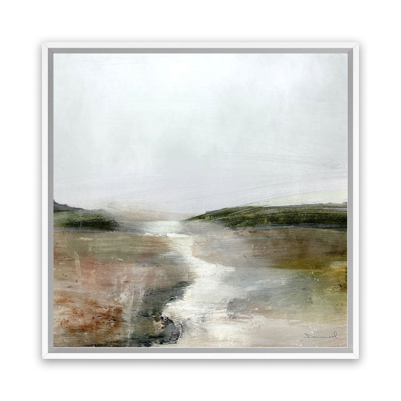 Shop Crystal River (Square) Canvas Art Print-Abstract, Brown, Dan Hobday, Green, Square, View All, White-framed wall decor artwork