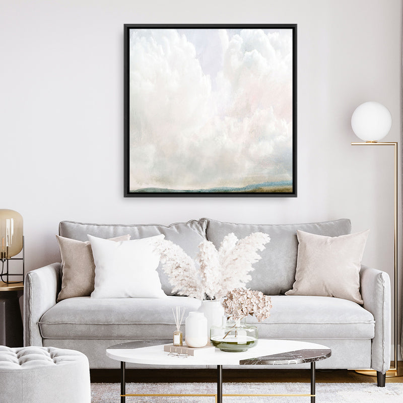 Shop Cumulus (Square) Canvas Art Print-Abstract, Dan Hobday, Neutrals, Square, View All, White-framed wall decor artwork