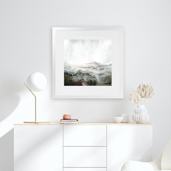 Shop Natural Land (Square) Art Print-Abstract, Dan Hobday, Green, Square, View All, White-framed painted poster wall decor artwork