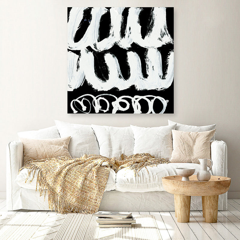 Shop Blop (Square) Canvas Art Print-Abstract, Black, Dan Hobday, Square, View All, White-framed wall decor artwork