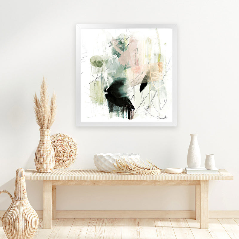 Shop Pianta (Square) Art Print-Abstract, Dan Hobday, Green, Square, View All, White-framed painted poster wall decor artwork