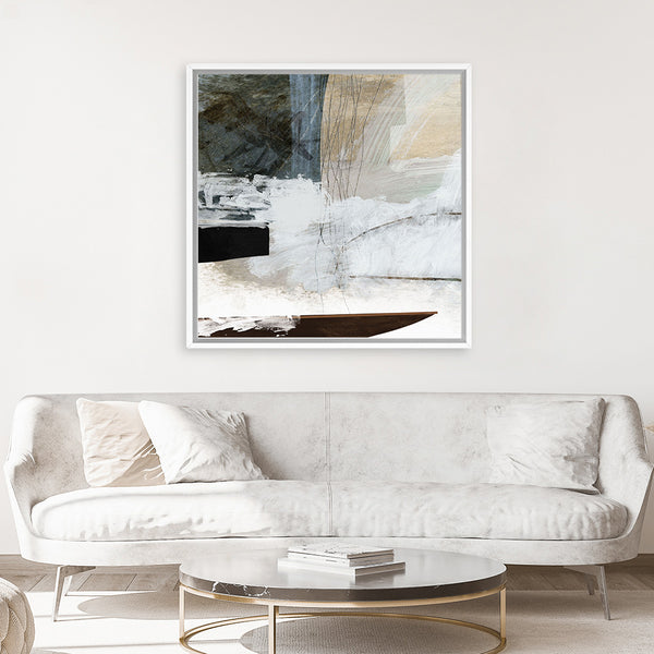 Shop Reach You (Square) Canvas Art Print-Abstract, Dan Hobday, Neutrals, Square, View All, White-framed wall decor artwork