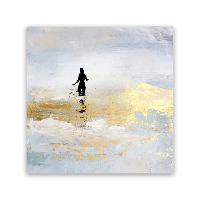 Shop Sun Dip (Square) Canvas Art Print-Abstract, Dan Hobday, Grey, Square, View All, Yellow-framed wall decor artwork