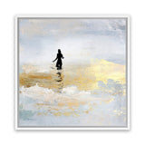 Shop Sun Dip (Square) Canvas Art Print-Abstract, Dan Hobday, Grey, Square, View All, Yellow-framed wall decor artwork