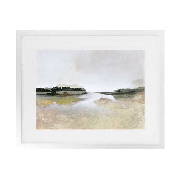 Shop Gold Lake View Art Print-Abstract, Dan Hobday, Green, Horizontal, Neutrals, Rectangle, View All-framed painted poster wall decor artwork