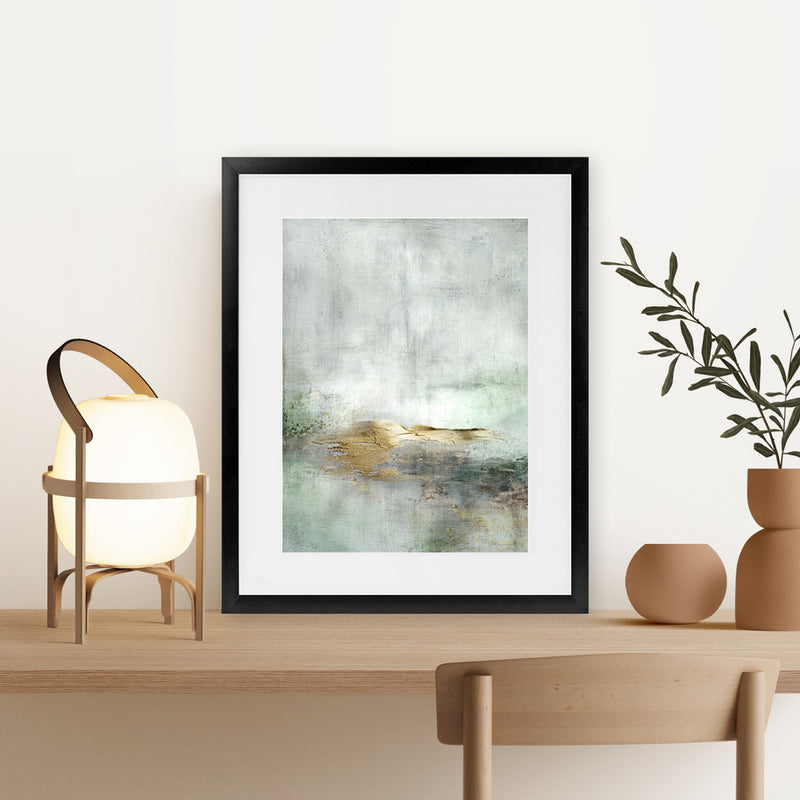 Shop Golden Horizon Art Print-Abstract, Dan Hobday, Green, Grey, Portrait, Rectangle, View All-framed painted poster wall decor artwork