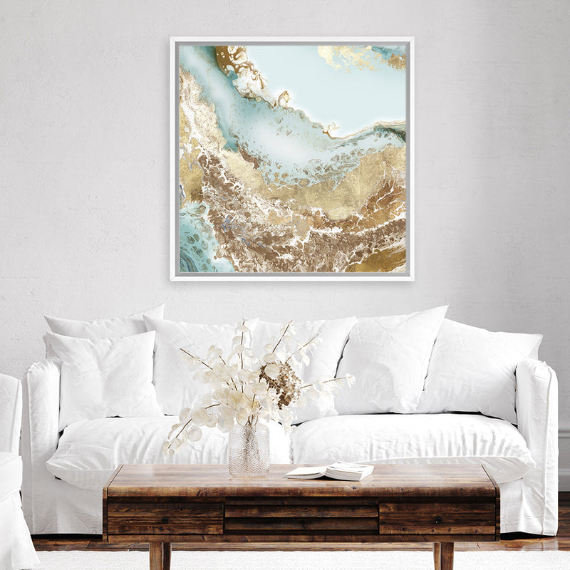 Shop Golden Chasm (Square) Canvas Art Print-Abstract, Brown, PC, Square, View All-framed wall decor artwork