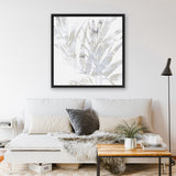 Shop Faded Leaves I (Square) Canvas Art Print-Abstract, Grey, PC, Square, View All, White-framed wall decor artwork